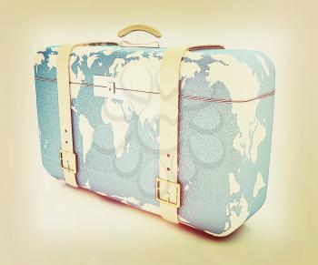 suitcase for travel on a white background. 3D illustration. Vintage style.