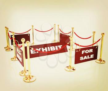 Exhibition on a white background. 3D illustration. Vintage style.