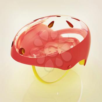 Bicycle helmet on a white background. 3D illustration. Vintage style.