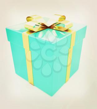 Bright christmas gift on a white background. 3D illustration. Vintage style.