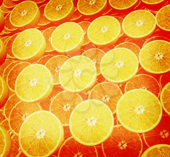 many oranges are beautiful orange background. 3D illustration. Vintage style.