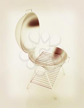 Oven barbecue grill on a white background. 3D illustration. Vintage style.