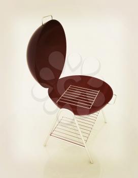 Oven barbecue grill on a white background. 3D illustration. Vintage style.