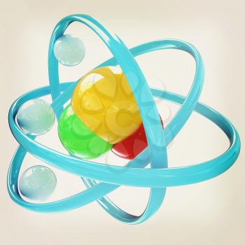 3d illustration of a water molecule isolated on white background. 3D illustration. Vintage style.