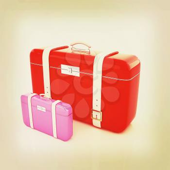 Traveler's suitcases. . 3D illustration. Vintage style.