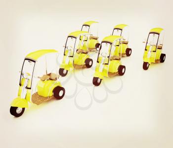 scooters. 3D illustration. Vintage style.