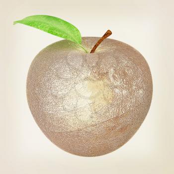 apple made ​​of stone. 3D illustration. Vintage style.