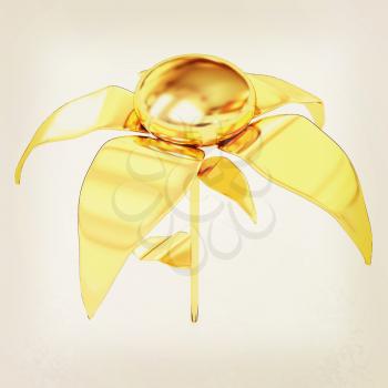 Gold flower. 3D illustration. Vintage style.