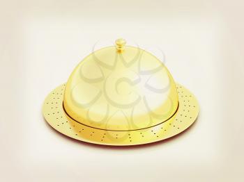 Restaurant cloche isolated on white background . 3D illustration. Vintage style.