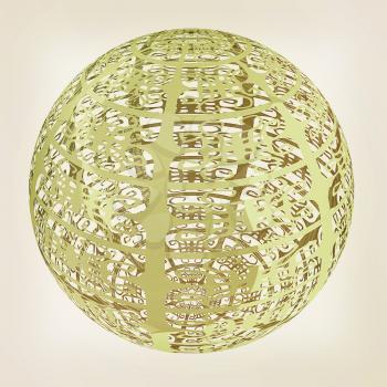 Arabic abstract glossy dark green geometric sphere. 3D illustration. Vintage style.