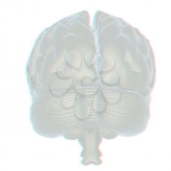 3D illustration of human brain. Anaglyph. View with red/cyan glasses to see in 3D.