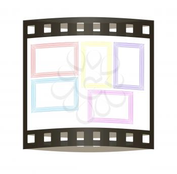 Abstract frames. Conceptual design. 3D illustration. The film strip