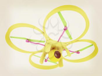 Drone, quadrocopter, with photo camera flying. 3d render