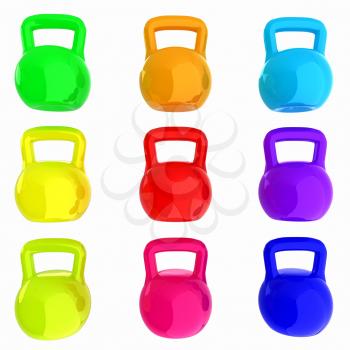A set of sports items - weights. 3d illustration