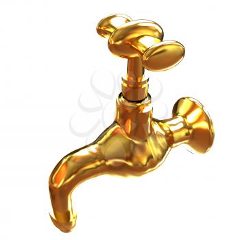 Gold water tap. 3d illustration