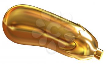 Gold Eggplant icon. 3d Illustration