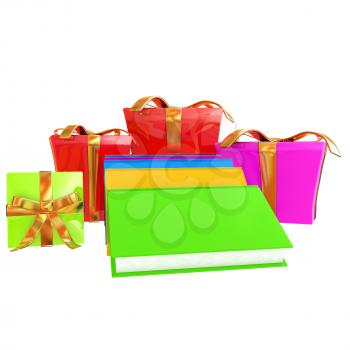 Gifts and books. 3d illustration
