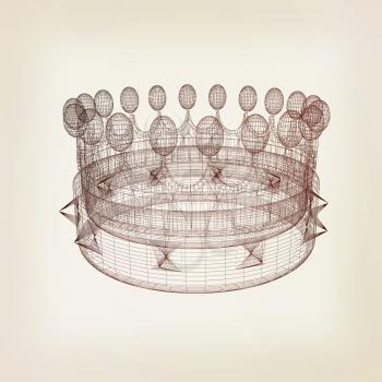 Crown. 3D illustration. Vintage style