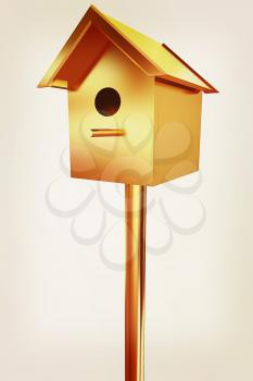 Golden nesting box. 3d illustration. Vintage style