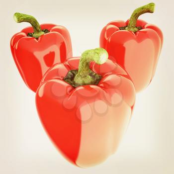 Red bulgarian pepper. 3d illustration. Vintage style