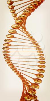 DNA gold. 3d illustration. Vintage style