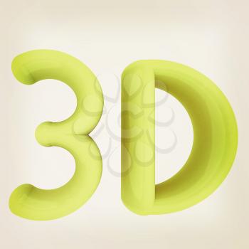 3D word. 3D illustration. Vintage style