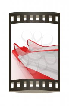 Single escalator. 3d illustration. The film strip.