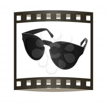 Cool black sunglasses. 3d illustration. The film strip.