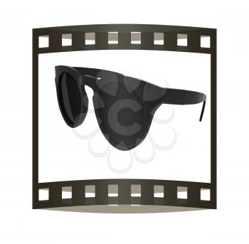 Cool black sunglasses. 3d illustration. The film strip.