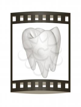 Metal tooth. 3d illustration. Film strip.