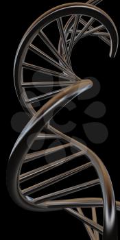 DNA structure model on white. 3d illustration. On a black background.