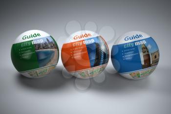 Travel guide concept on white isolated background. 3d