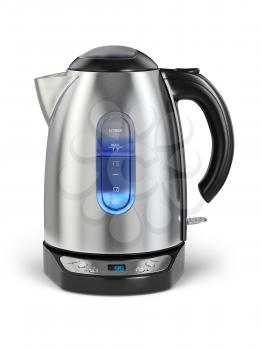 Stainless electric kettle isolated on white. 3d