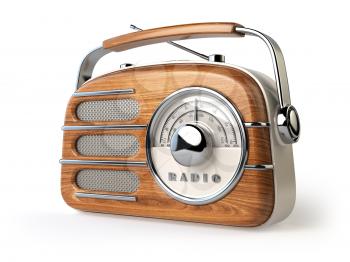 Vintage retro radio receiver isolated on white. 3d illustration