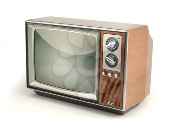 Vintage TV set isolated on white background. Communication, media and television concept. 3d illustration
