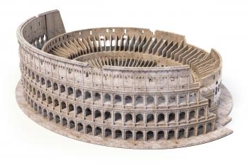 Coliseum, Colosseum isolated on white. Model of architectural and historic symbol of Rome and Italy, 3d illustration