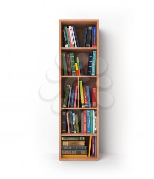 Letter I. Alphabet in the form of shelves with books isolated on white. 3d illustration