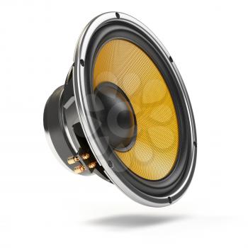 Loudspeaker.  Multimedia acoustic sound speaker isolated on white  background. 3d illustration