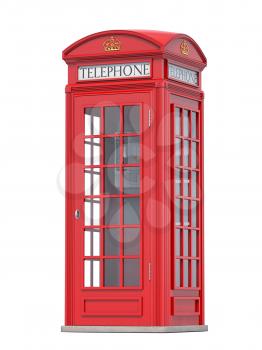Red phone booth. London, british and english symbol. 3d illustration