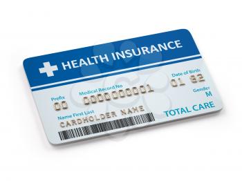 Health Insurance cards total and dental care  Isolated on white background. 3d illustration