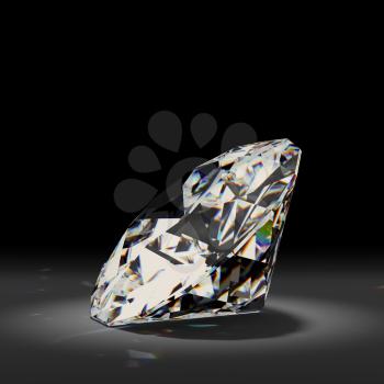 Shiny white diamond on black background. High quality photo realistic image.