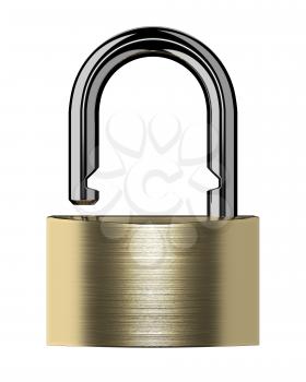 Open lock isolated on white background. 3D illustration.