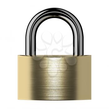 Closed lock isolated on white background. 3D illustration.
