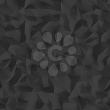 Low poly neutral black background. Graphic design element for decorative poster, business card, web site wallpaper, mobile app backdrop. Minimalistic polygonal digital texture. 3D illustration