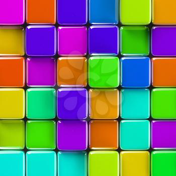 Abstract geometric background with brightly colored glass cubes of various height.