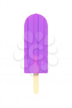 Colorful popsicle icecream on stick. Isolated on white background. Delicious bright colored fruity summer dessert. Graphic design element for menu, scrapbooking, poster, flyer. 3D illustration