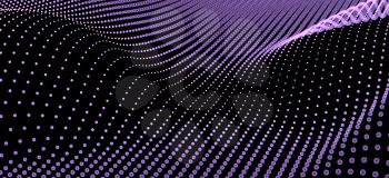 Abstract geometric background with particlas waves and blurs, 3d illustration