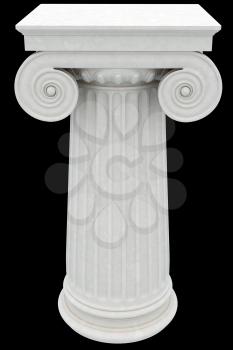 Antique column isolated on black background