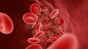 Blood cells in the vein. 3D illustration