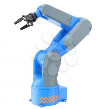 Industrial robot arm isolated on white. 3D illustration